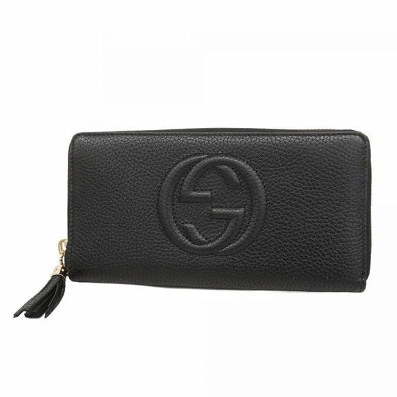 Gucci Soho Long Wallet 598187 Black Leather with Champagne Gold Hardware  Women' - Picture 1 of 10